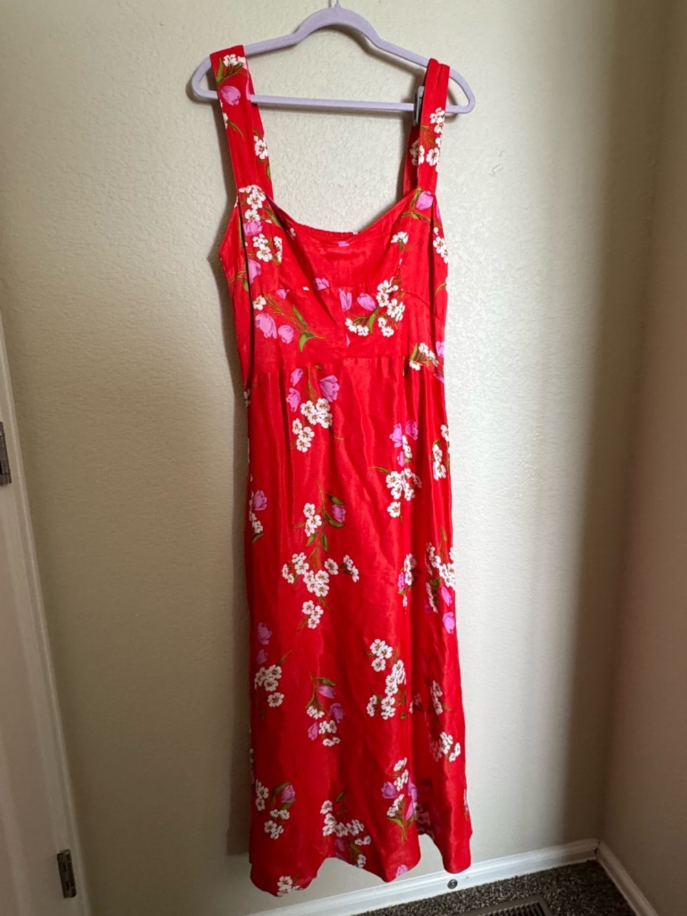 Anthropologie Maeve The Jocelyn Sleeveless Slip Midi Dress Sz XL Red Floral - Picture 4 of 11
